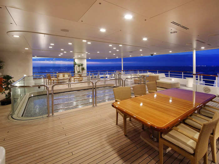 However, the boat still has plenty of areas for socializing with guests, including a heated swimming pool on the main deck, as well as its own 