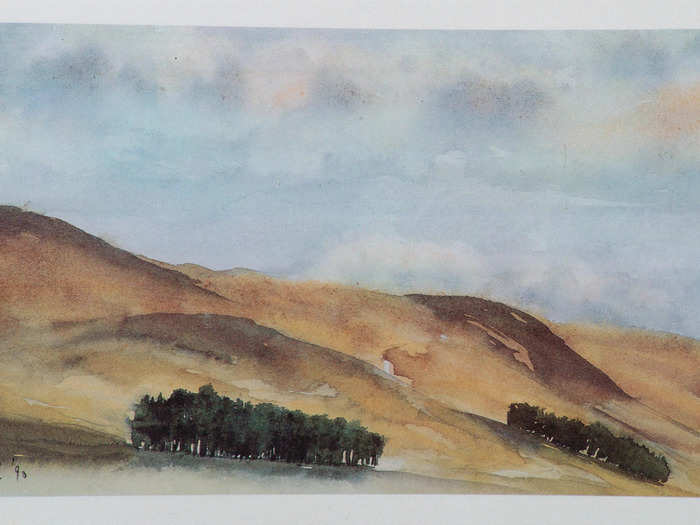 Charles has painted numerous scenes around Balmoral, including these surrounding hills.