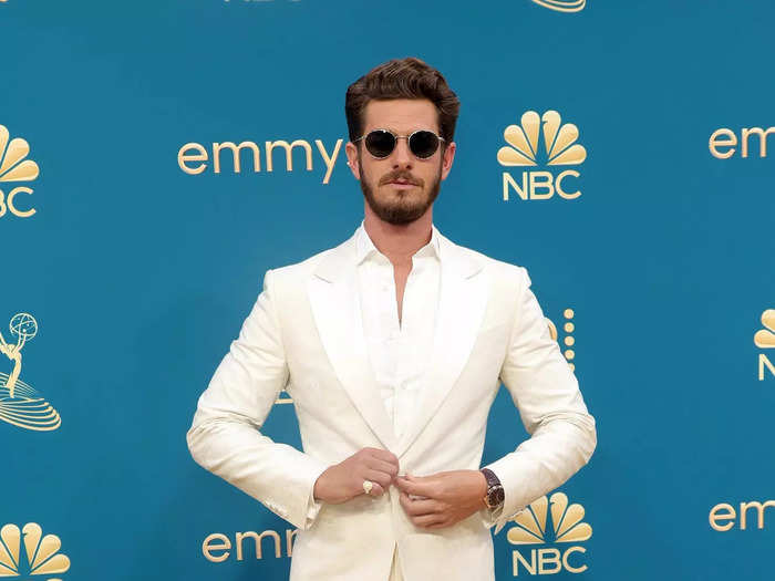 Andrew Garfield also wore an all-white look on the red carpet.