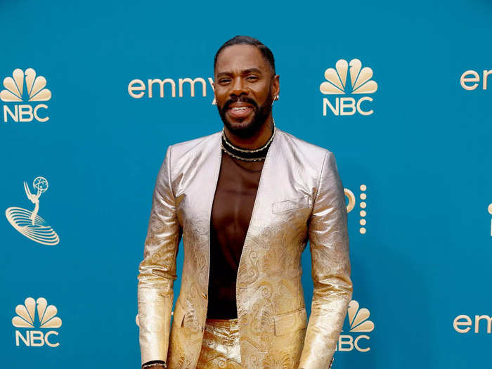 Colman Domingo wore a shiny suit.