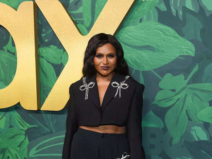 Mindy Kaling looked great in a black two-piece set.