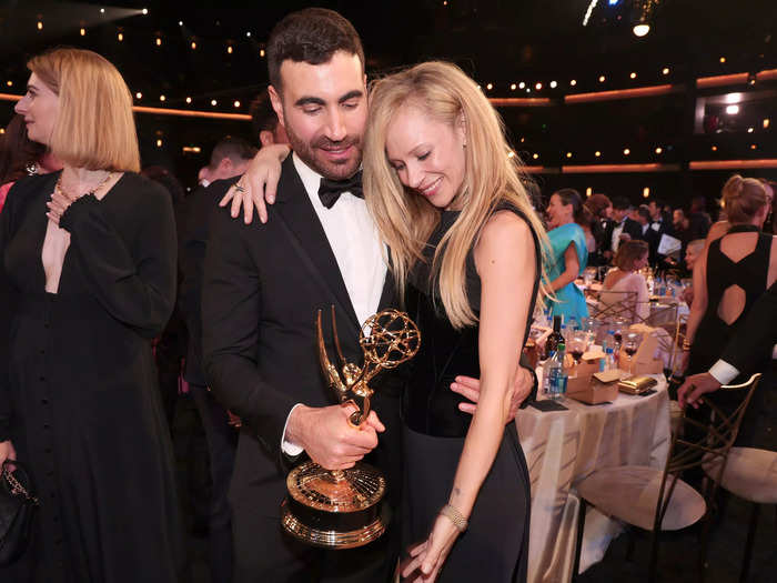 Juno Temple and Brett Goldstein, who play an on-screen couple in "Ted Lasso," celebrated his win for outstanding supporting actor in a comedy series.