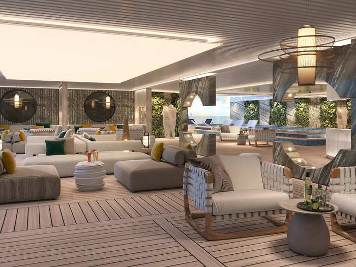 The 741-foot-long cruise ship is lined with 11 semi-customizable floor plans.