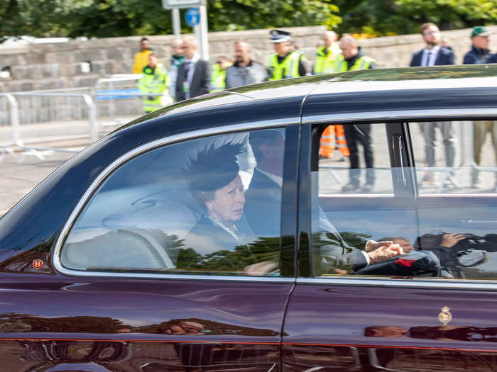 Princess Anne was stoic as she rode behind her mother