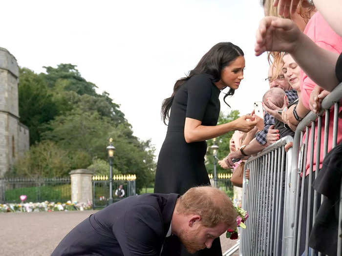 Prince Harry seemed to get some comfort from a dog at Windsor.