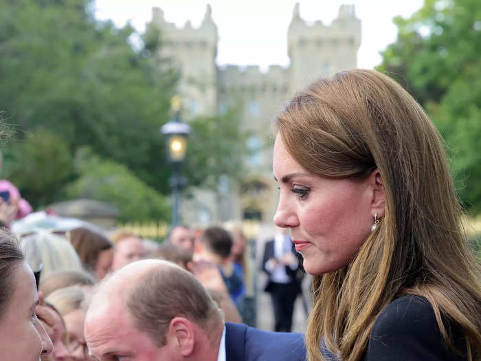 The new Prince and Princess of Wales stopped to speak to members of the public.