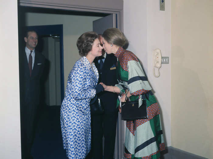 The Queen and Anne seemed to share a love of bright colors and bold prints in their early years.