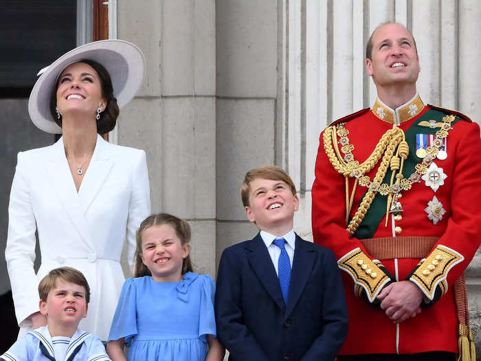 William, Prince of Wales, Kate Middleton, Princess of Wales, and their kids, George, Charlotte, and Louis.