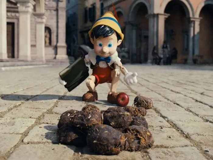 1. Pinocchio stares and speaks to a piece of poop.