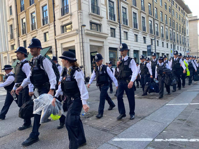 There was a heavy police presence around Westminster.