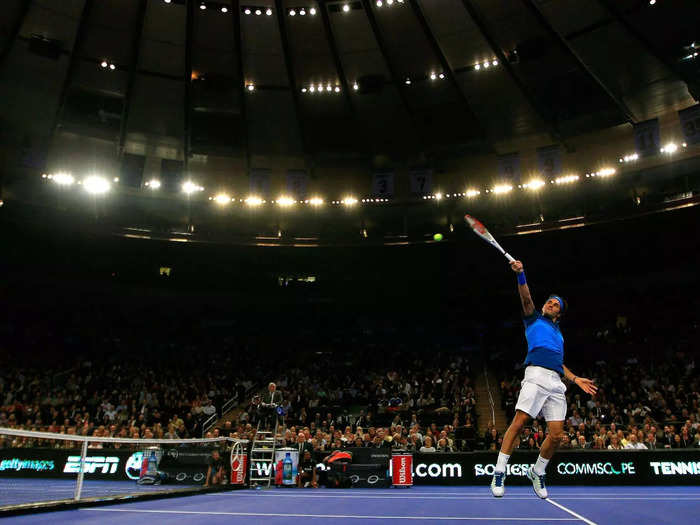 Federer brought his theatrics to the 2012 BNP Paribas Showdown at Madison Square Garden in 2012.