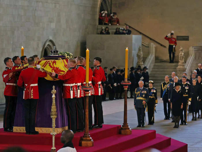 The princess stood right behind King Charles III as the Queen arrived at Westminster Hall.