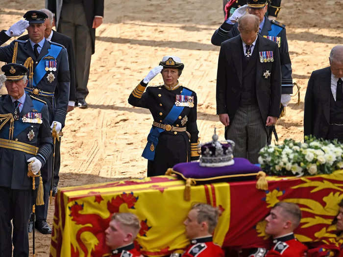 Princess Anne stood between her brothers during the processional.