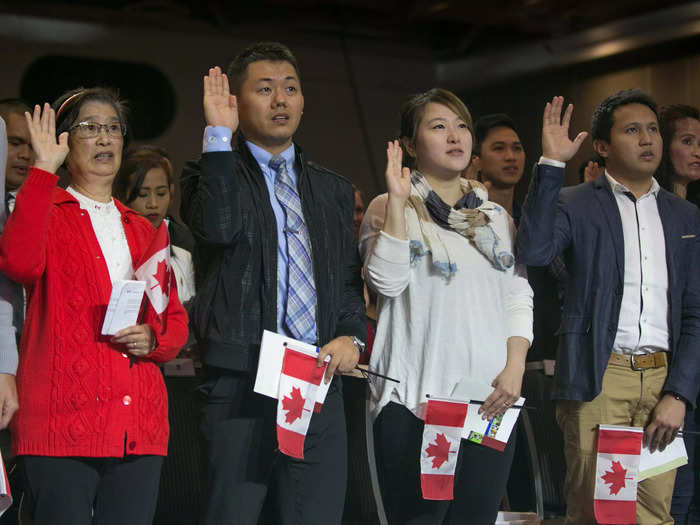 At citizenship ceremonies in Commonwealth realms such as Canada, new citizens will swear allegiance to the king.