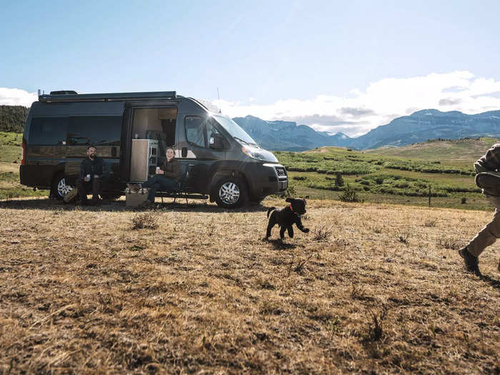 Plus, your furry friends are welcome as well: The Rangeline Touring Coach has pet bowls built into a pull-out drawer and a leash attachment on the van