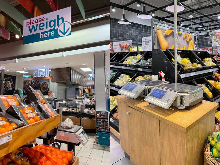 Customers in South African grocery stores weigh their own produce before bringing it to the register.