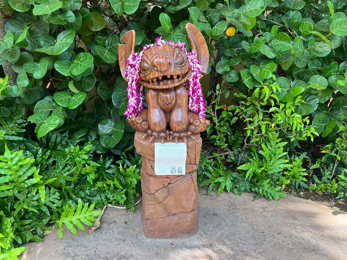 ... and a statue of Stitch from "Lilo and Stitch," which is set in Hawaii, near the pool area.