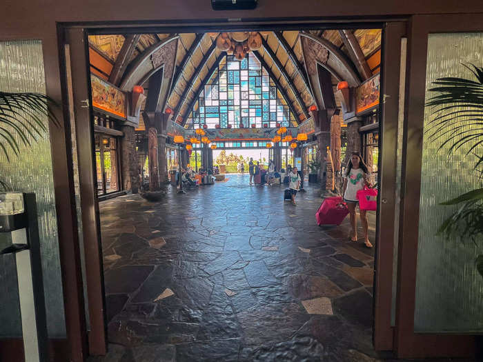 Immediately, the lobby felt dramatic to me with a high arched ceiling, stained glass, and a large balcony overlooking the expansive grounds and ocean in the distance.