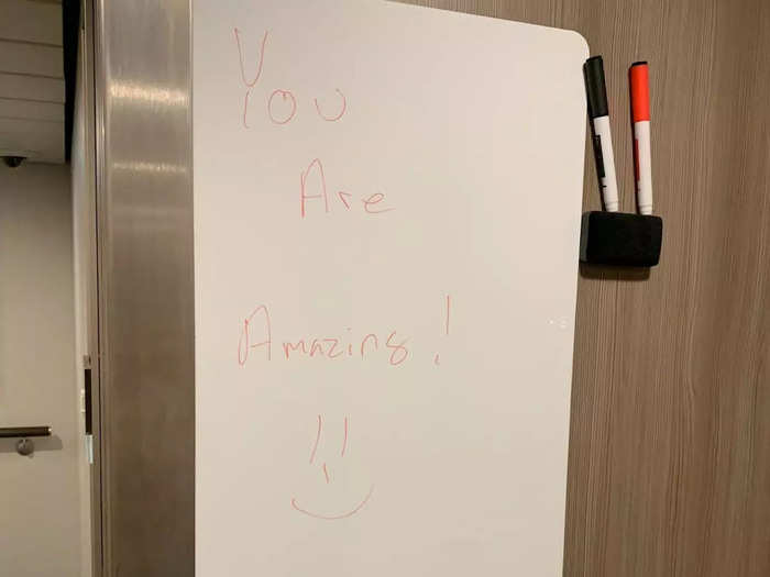 A lot of passengers bought whiteboards for their doors. Some people used them to write uplifting messages.