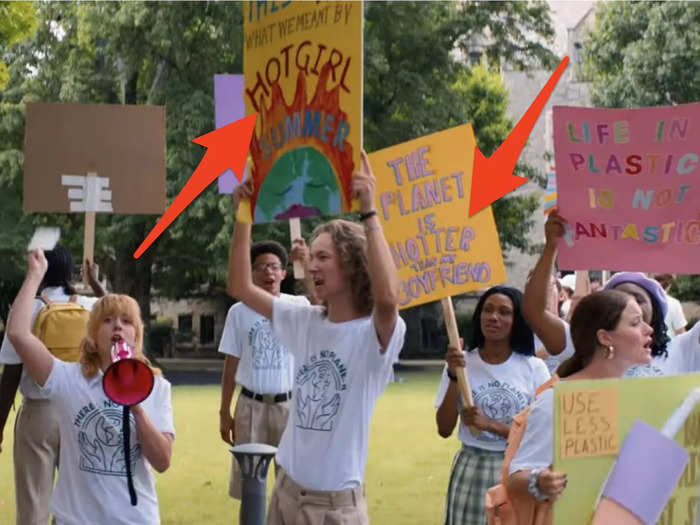 There are plenty of clever phrases on the signs at the climate-change protest.