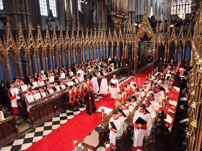 The abbey features a space for choir stalls, where singers have stood to sing hymns for an array of royal occasions such as Prince William and Kate Middleton