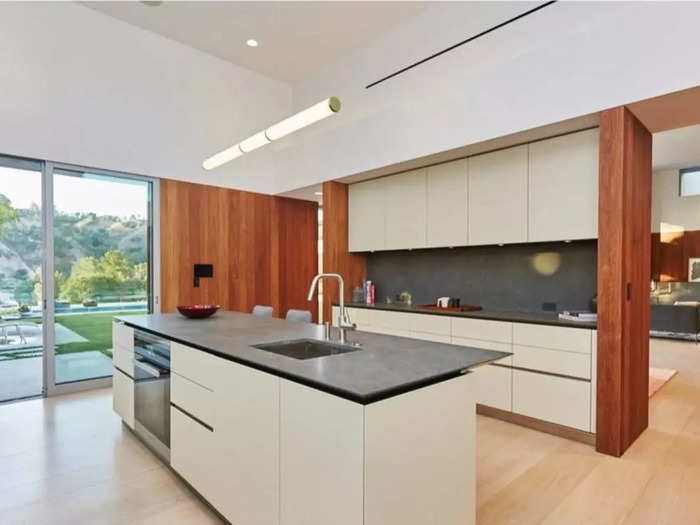 The kitchen is about as minimalist as you will find in a large house.