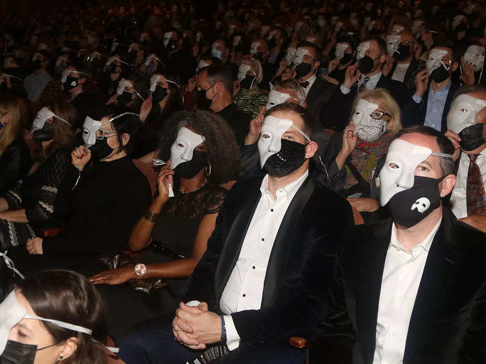 When "The Phantom of the Opera" re-opened in October 2021, the audience was given masks of their own to wear during the performance.