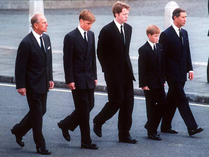 Prince William and Prince Harry walked behind Princess Diana