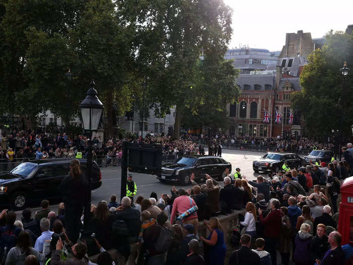 Mourners lined the streets of London to watch the Queen