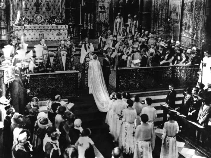 One of the earliest photos of a royal event at Westminster Abbey is of King George VI and the Queen Mother