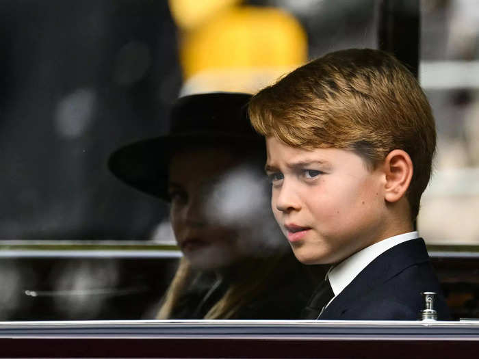 The public caught their first glimpse of Prince George and Princess Charlotte as they made their way to Westminster Abbey on Monday.