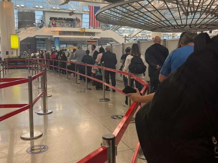 After check-in, I faced a treacherous security line, which snaked through a chunk of the departures hall. There was no TSA Pre-Check available for ANZ, but my premium ticket let me skip the queue.