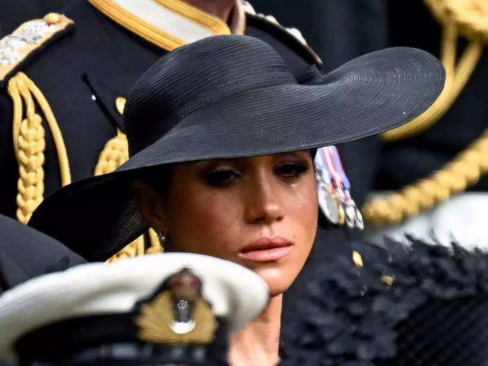 Meghan was photographed crying during the funeral.