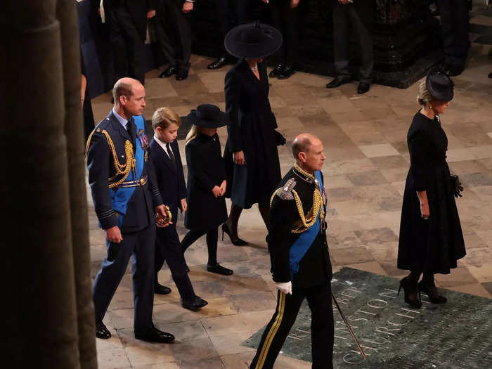 Prince George and Princess Charlotte walked between their parents.