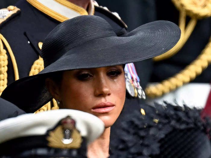 Meghan was seen crying during the Queen