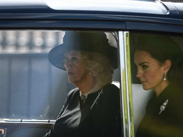 While Kate sat next to Camilla, Queen Consort.