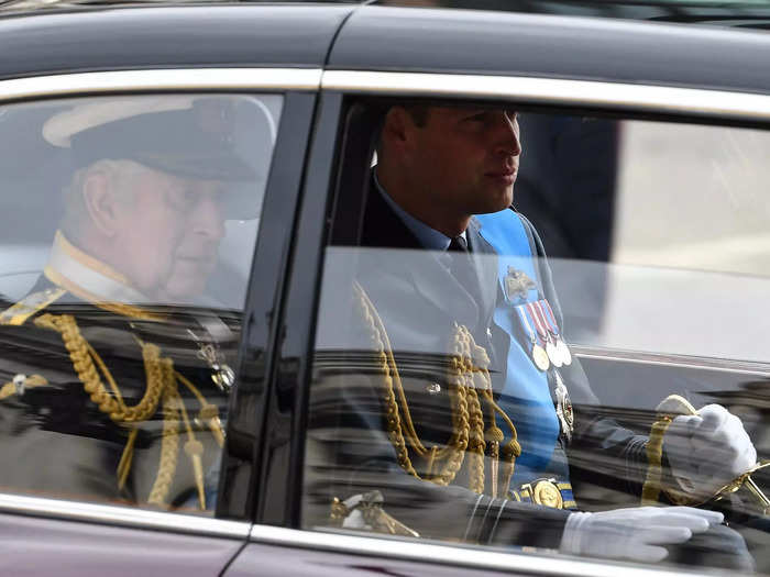 Prince William rode with his father, King Charles III, to the funeral.