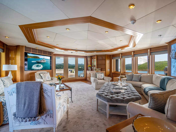 The yacht has amenities like a spa, gym, and a newly built custom hot tub.