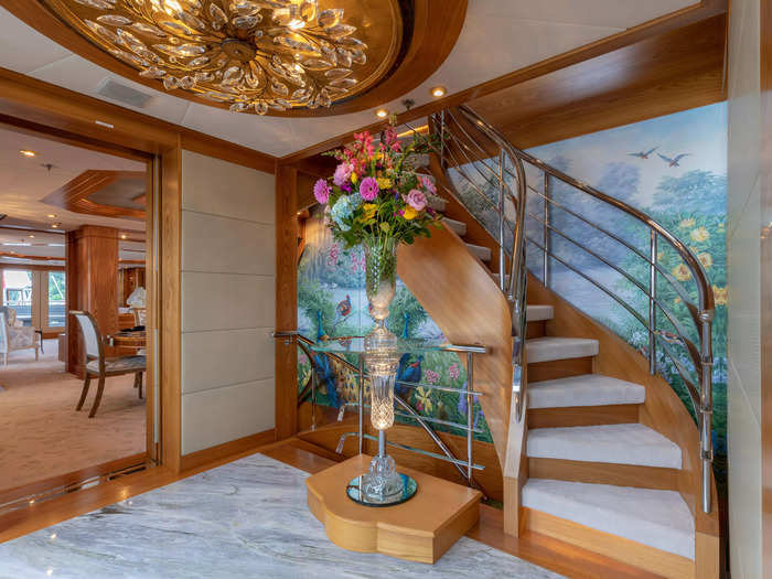 This nearly $27 million boat sleeps up to 12 people in five staterooms, and has accommodations for 11 crew, according to Fraser.