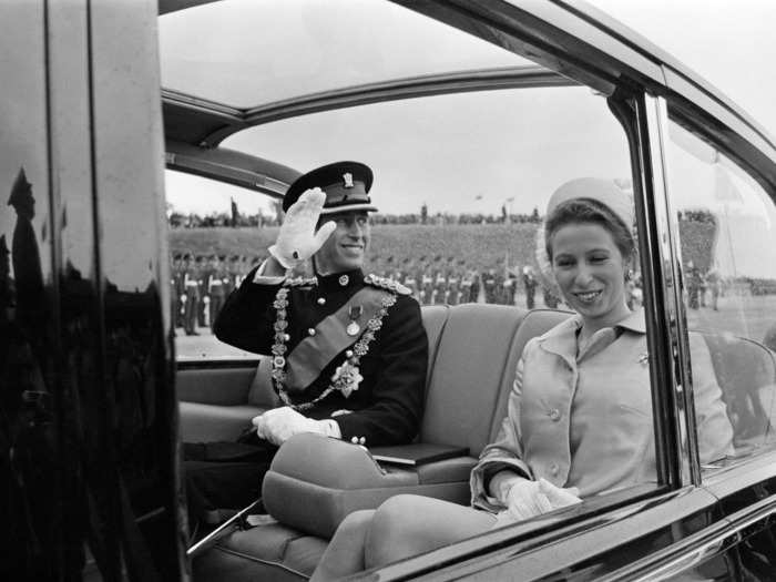 Anne sat next to Charles on their way to his investiture ceremony in Wales.