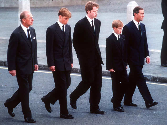 In August 1997, Diana died in a tragic car accident. William, 15, and Harry, 12, walked beside their father at her funeral. Harry opened up about mourning in front of the world, telling Newsweek in 2017 that he doesn