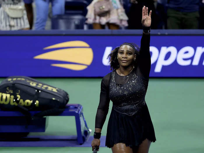 2022: Serena Williams waves to the crowd before leaving the court at the US Open one final time.