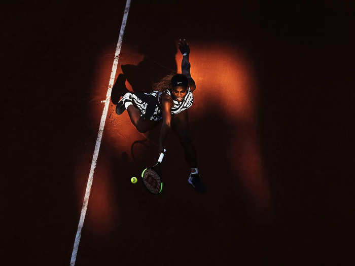 2019: Serena Williams plays a backhand during her third-round match at the 2019 French Open.