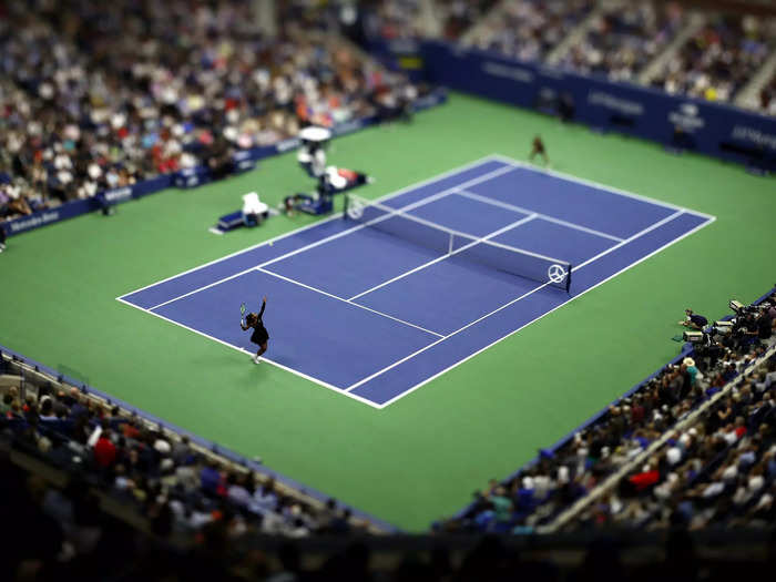 2018: Serena Williams serves to Naomi Osaka during the 2018 US Open final.