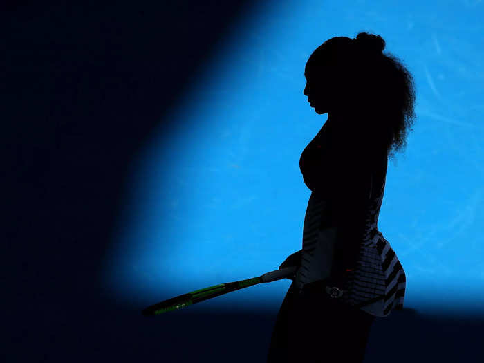 2017: Serena Williams prepares for a game during her 2017 Australian Open semifinal match.