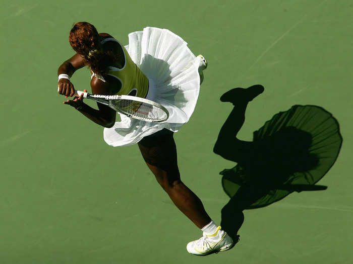 2005: Serena Williams in action during her first-round match at the 2005 Australian Open.