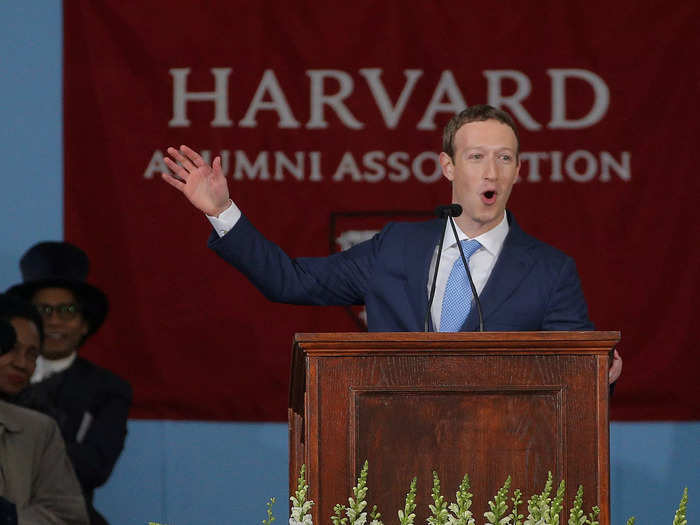 Zuckerberg was also expecting to get kicked out of Harvard when he met Chan. The party was a farewell bash. In his 2017 commencement address at Harvard, Zuckerberg said his opening line to Chan was: "I