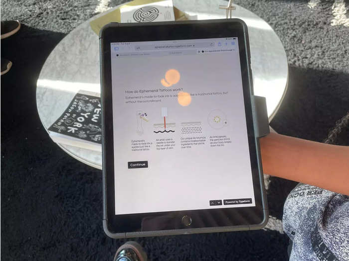 After checking in, a team member came over to explain the process and how Ephemeral ink works.