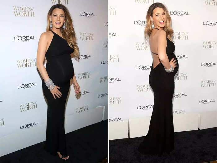 Days before giving birth, the actor wore a backless, form-fitting gown at a L