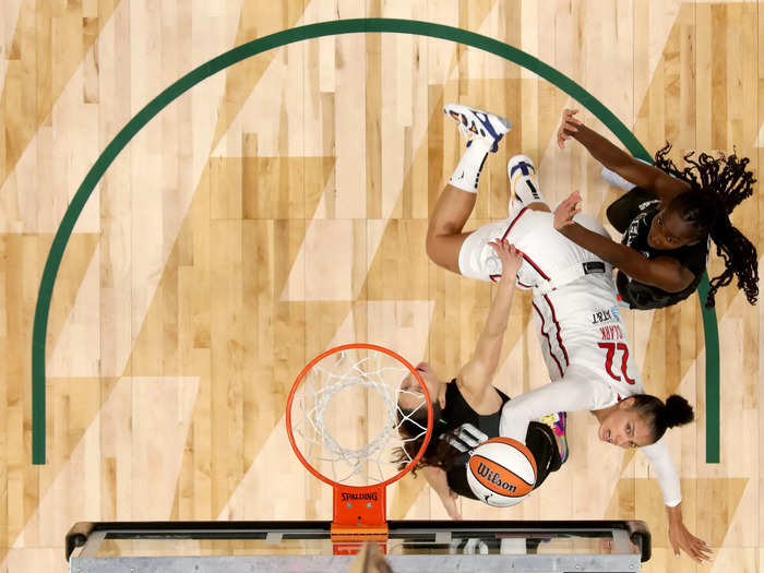 8/21: Sue Bird (left) defends the Washington Mystics